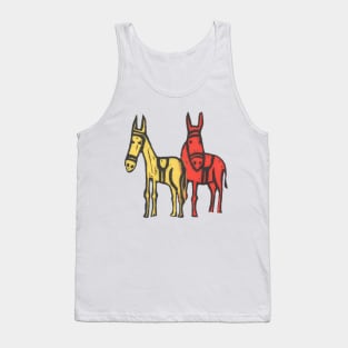 Donkeys, double donkeys on blue Tank Top